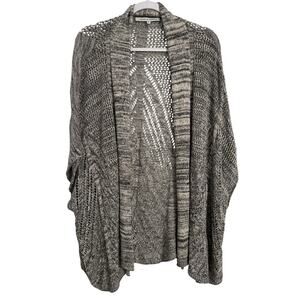 𝅺Womens M Boho Open Knit Oversized Dolman Short Sleeve Cardigan Travel